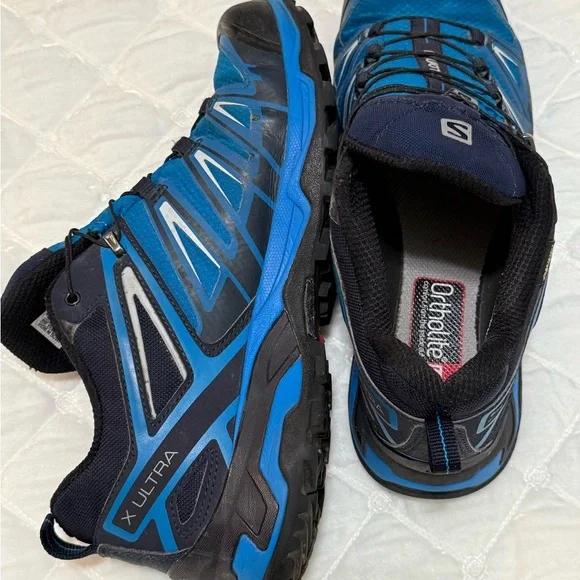 Salomon X Ultra GoreTex hiking Shoes with Quick-Lace System size 8 blue
